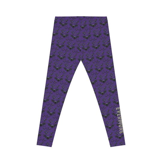 Purple Bat Print Leggings: Gothic Yoga Pants