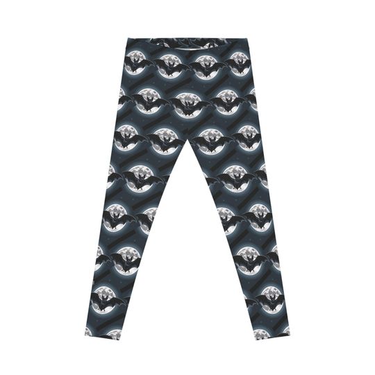 Gothic Bat Print Leggings: Goth-Core Yoga Pants
