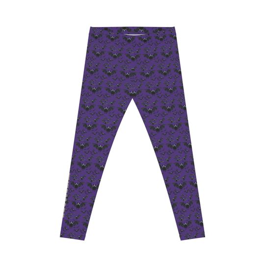 Purple Bat Print Leggings: Gothic Yoga Pants