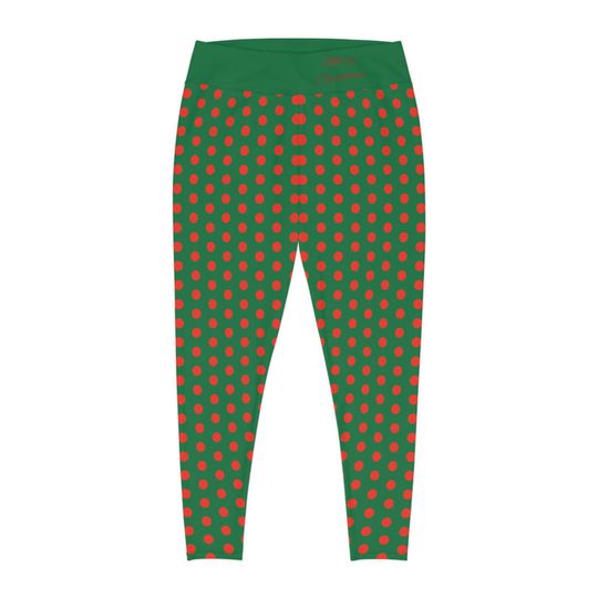Leggings - Red On Green Polka Dots Trending