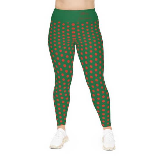 Leggings - Red On Green Polka Dots Trending