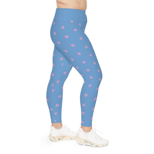 Leggings - Pink On Blue Polka Dots Trending