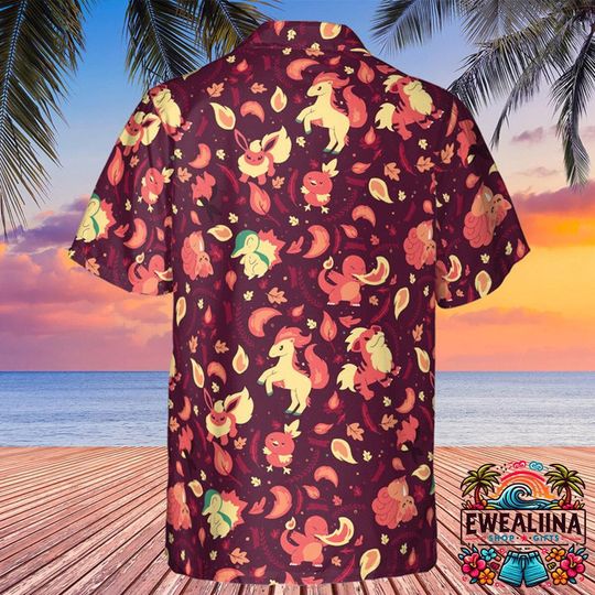 Fire Types PKM Hawaiian Shirt and Shorts Set - Summer Gift for Him