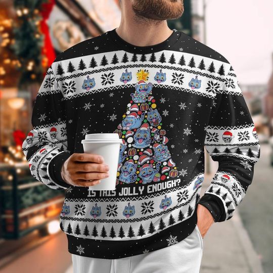 Christmas Derpy Tiger Kids Ugly Sweater, Blue Tiger Kpop Cosplay Kids Sweater, Demon Hunter Costume, Neon Demon Tiger Shirt, Xmas Gift