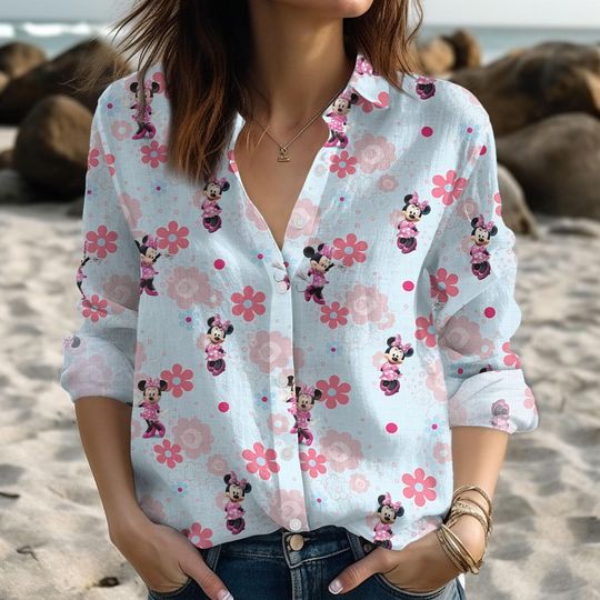 Disney Minnie Mouse Floral Women's Blouse, Mother's Day Gift