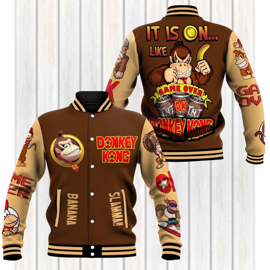 Donkey Kong Baseball Jacket, Super Mario Jacket Men, Nintendo Video Game Bomber
