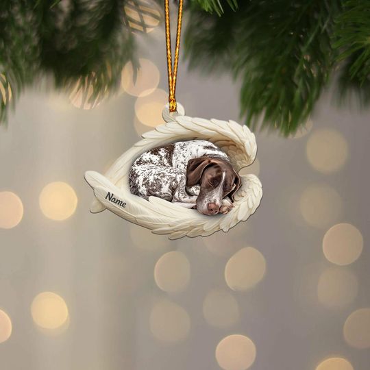 Personalized German Shorthaired Pointer Dog Sleeping Angel Wings Ornament, Dog Christmas Ornament, Dog Ornament, Pet Gift
