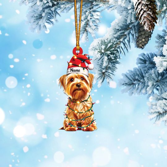 Personalized Yorkshire Terrier Dog Ornament, Dog Christmas Hanging Ornament, Dog Ornament, Gift For Pet Lover