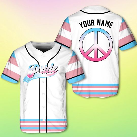 Custom Pride Baseball Jersey, Transgender Pride Jersey, Personalized LGBTQ+ Gift