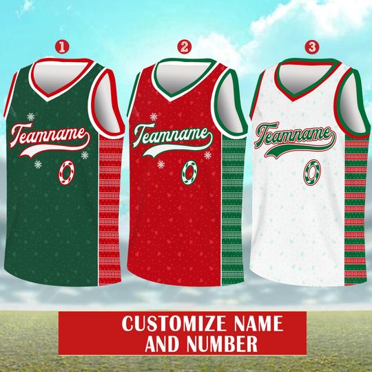 Personalized Christmas Basketball Jersey, Custom Name And Number Basketball Jersey, Merry Christmas Jersey, Xmas Jersey Team, Xmas T-Shirt