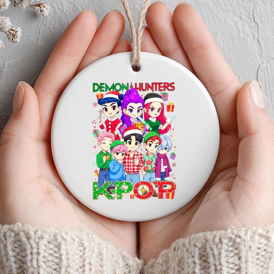 Demon Hunter Ceramic Ornament, Huntrix Charm, Unique Holiday Gift, Printed One Side