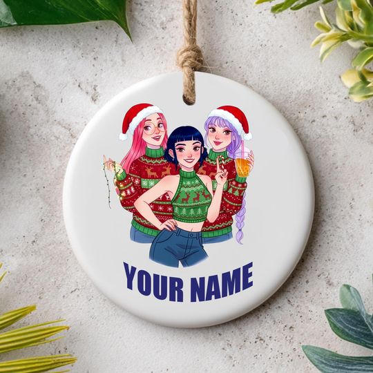 Personalized Name Demon Hunter Ceramic Ornament,Huntrix Charm, Unique Holiday Gift, Printed One Side