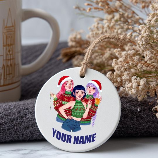 Personalized Name Demon Hunter Ceramic Ornament,Huntrix Charm, Unique Holiday Gift, Printed One Side
