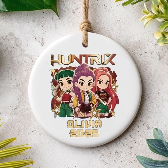 Personalized Name Demon Hunter Ornament, Custom Huntrix Christmas Keepsake, Saja Boys Ornament, Printed One Side