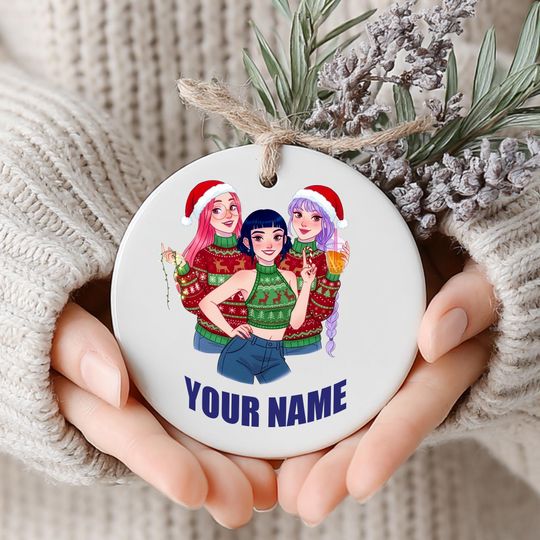 Personalized Name Demon Hunter Ceramic Ornament,Huntrix Charm, Unique Holiday Gift, Printed One Side