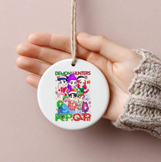 Demon Hunter Ceramic Ornament, Huntrix Charm, Unique Holiday Gift, Printed One Side