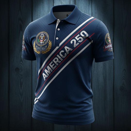 America 250 Polo Shirt, USA Patriotic Polo Tee, 1776 2026 Anniversary, American Eagle Polo, 4th of July Outing