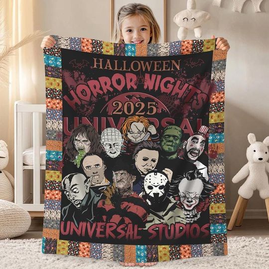 Halloween HN Universal Studios 2025 Blanket, Horror Characters, Halloween Blanket
