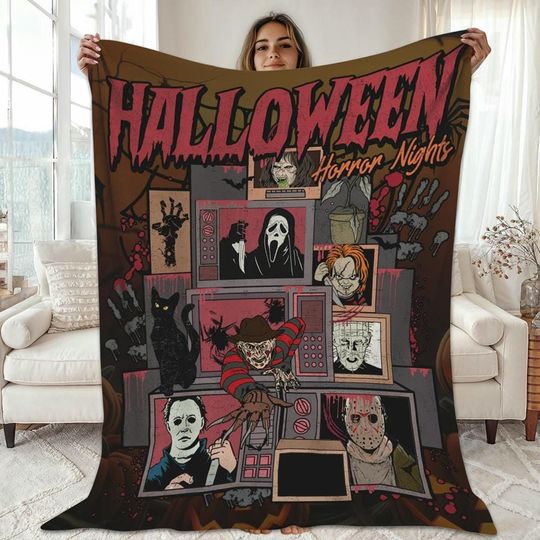 Halloween HN Blanket, Horror Characters Universal Studios 2025, Halloween Blanket