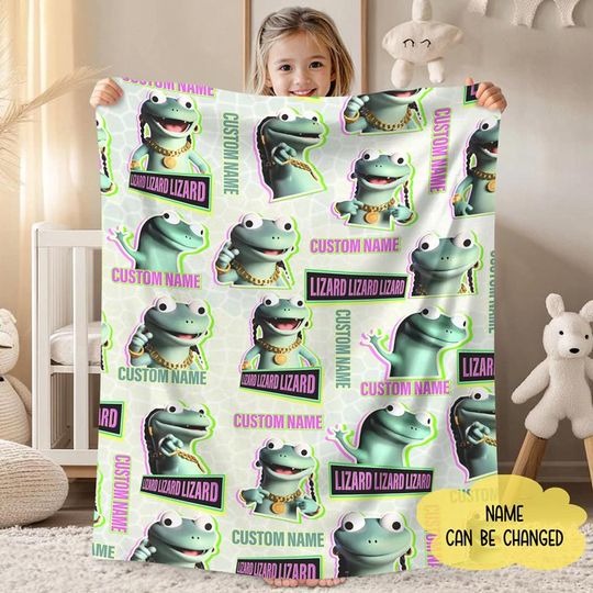 Personalized Lizard Lizard Lizard Meme Fleece Blanket, Elio Lizard Meme