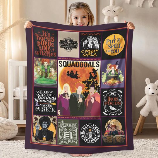 Halloween Hocus Pocus Fleece Blanket, Sarah Sanderson Blanket