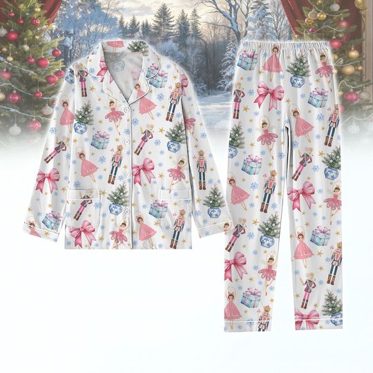 Nutcracker Christmas Pajamas Set, Nutcracker Coquette Holiday PJS