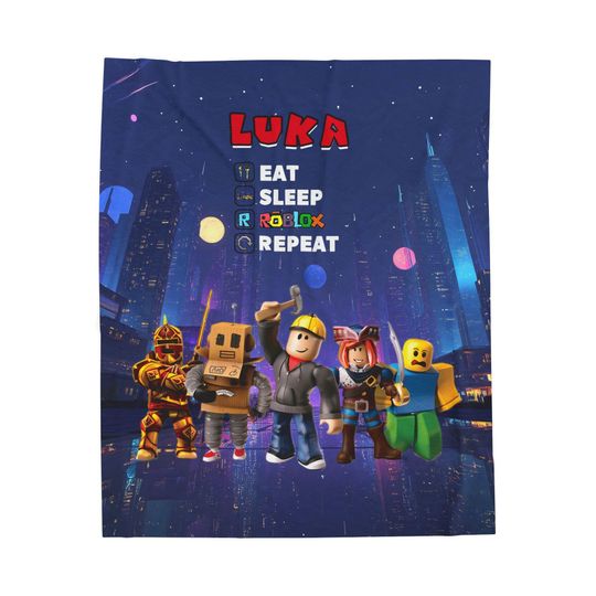 Personalized Roblox Blanket, Custom Name Gamer's, Gift For Grandson - Kids
