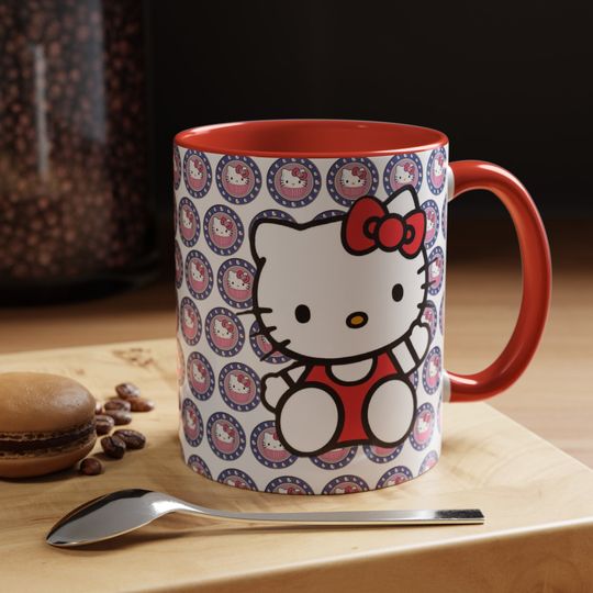 Hello Kitty Mug Gift For Her Cartoon Kitty Accent Coffee Mug