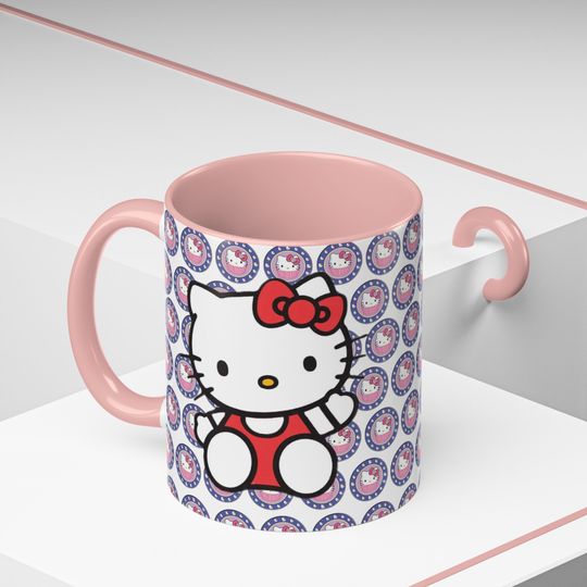 Hello Kitty Mug Gift For Her Cartoon Kitty Accent Coffee Mug
