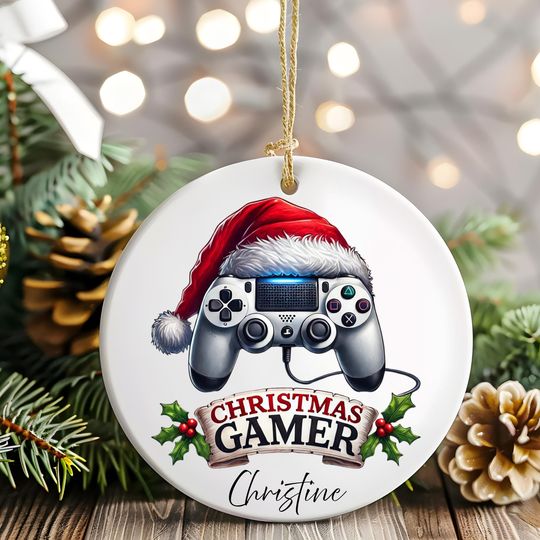 Custom Gamer Christmas Ornament: Gift for Gamer Video Game Controller