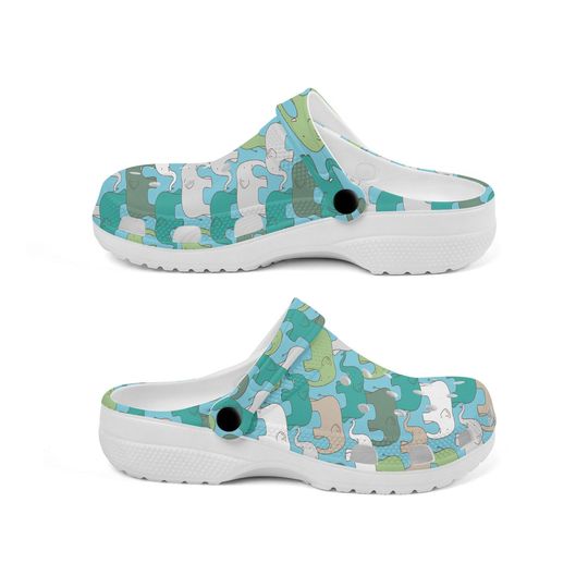 Line Elephant Clogs for Men and Women, printed clogs, Breathable Beach Hole Slippers, Footwear