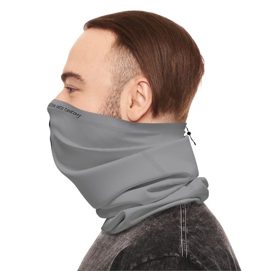 Feather Print Winter Neck Gaiter: Blend with Drawstring