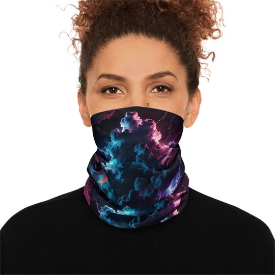 Winter Neck Gaiter With Drawstring Clouds Storm