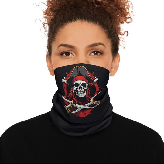 Pirate Neck Gaiter, Ski Mask, Face Covering, Winter Gear Accessory, Halloween Costume
