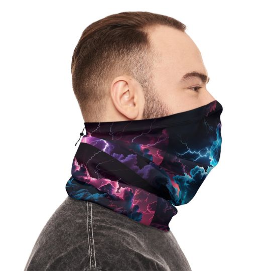 Winter Neck Gaiter With Drawstring Clouds Storm