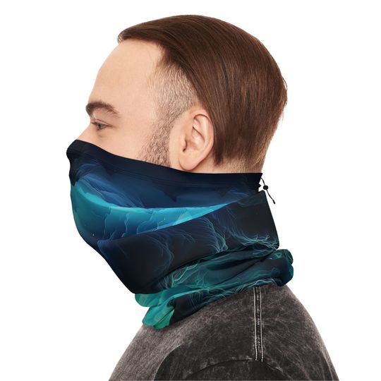 Cloudy Volcano Winter Neck Gaiter With Drawstring