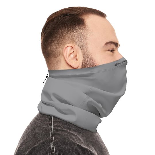 Feather Print Winter Neck Gaiter: Blend with Drawstring