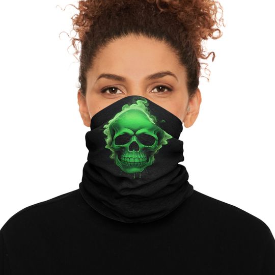 Green Skull Tube Scarf: Lightweight Neck Gaiter