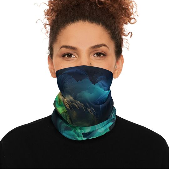 Cloudy Volcano Winter Neck Gaiter With Drawstring