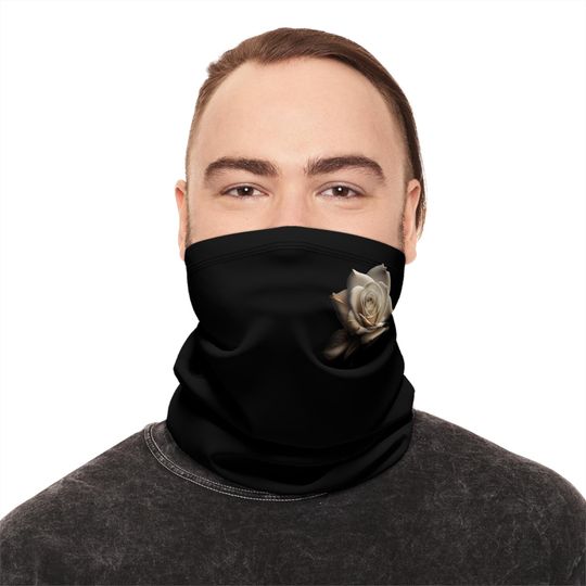 Winter Neck Gaiter: Fleece Flower Face Mask with Drawstring