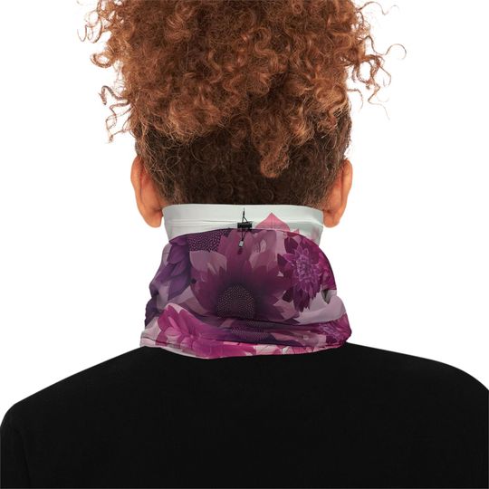 Pink Purple Floral Neck Gaiter with Drawstring
