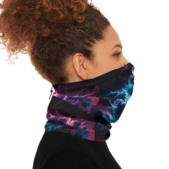 Winter Neck Gaiter With Drawstring Clouds Storm