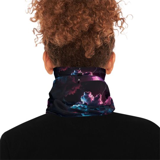 Winter Neck Gaiter With Drawstring Clouds Storm