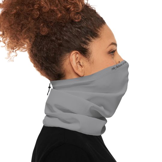 Feather Print Winter Neck Gaiter: Blend with Drawstring