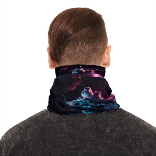 Winter Neck Gaiter With Drawstring Clouds Storm