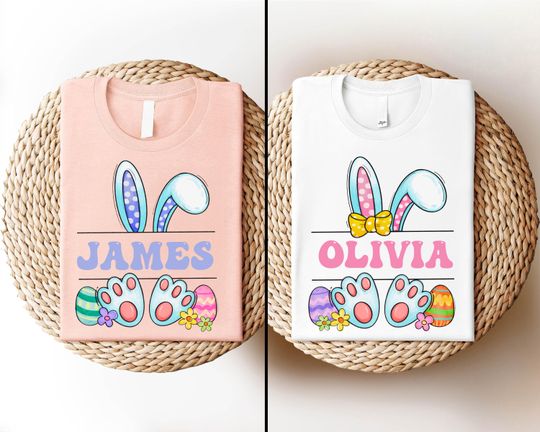 Happy Easter Custom Shirt, Cute Bunny Toddler T-Shirt, Easter Family Trip Shirt, Kids Easter Tee, Personalized Easter Shirt, Bunny Lover Tee