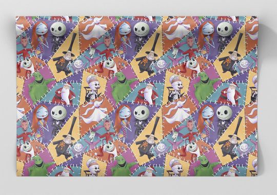 Nightmare Before Christmas Wrapping Paper Sheets -  Disney Jack Skellington Sally Oogie Boogie Zero Presents Halloween