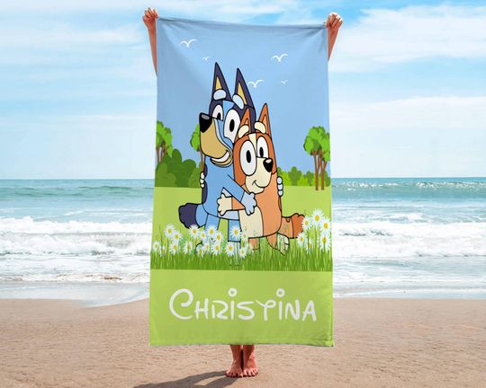 Personalized BlueyDad Beach Towel With Name