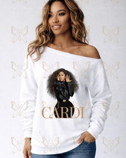 Cardi B Inspired Off-Shoulder Sweatshirt