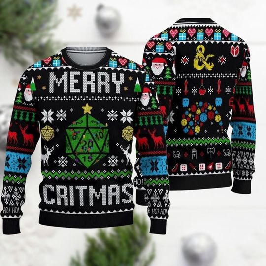 Dungeons & Dragons Ugly Christmas Sweater, Dice Sweater, Geek Christmas Gift For Men Women, Xmas Holiday Gift